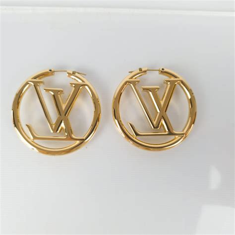 lv louise hoop earrings size|louis vuitton lv hoop earrings.